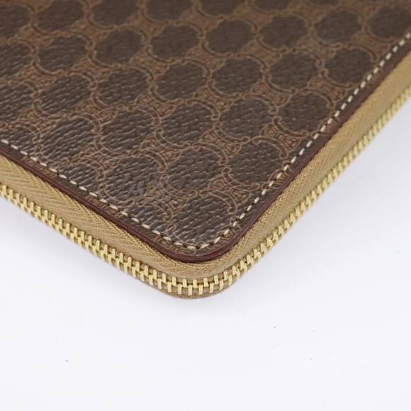 CELINE Macadam Canvas Clutch Bag PVC Leather Brown Gold Auth 90268 - Picture 15 of 16